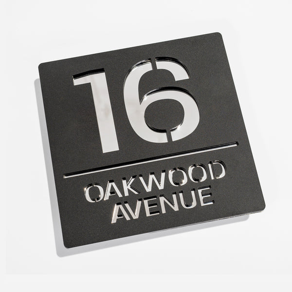 Metallic House Sign (Matt Black) installed