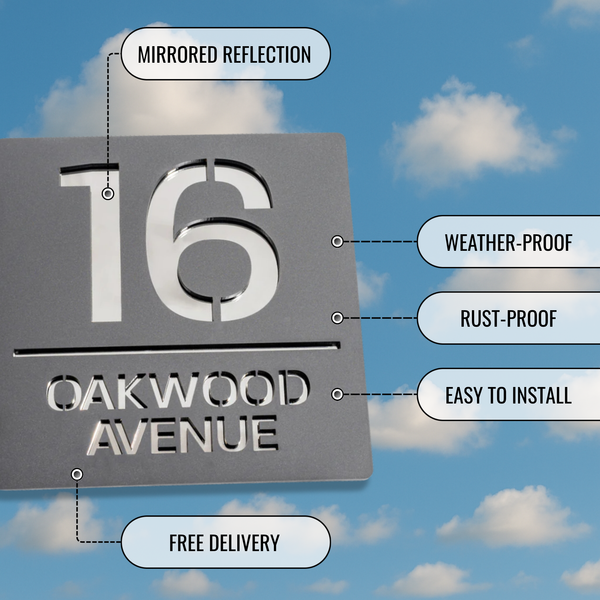 Metallic House Sign (Matt Grey) installed