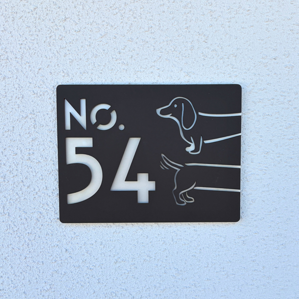 Sausage Dog House Sign installed