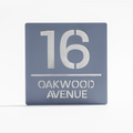 Matt grey metallic house sign with silver mirror backing – modern acrylic square design