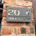 Liver Bird house sign installed on wall – matt grey with gold mirror finish
