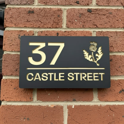 Scottish Thistle House Sign (Matt Black)